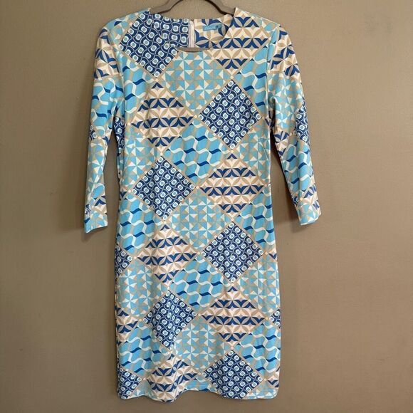 J.Mclaughlin Sophia 3/4 Sleeve Abstract Print Sheath Dress size small - Picture 1 of 6
